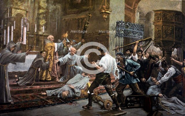 Slaughter of the friars of San Francisco el Grande accused of poisoning public waters, Madrid Jul…