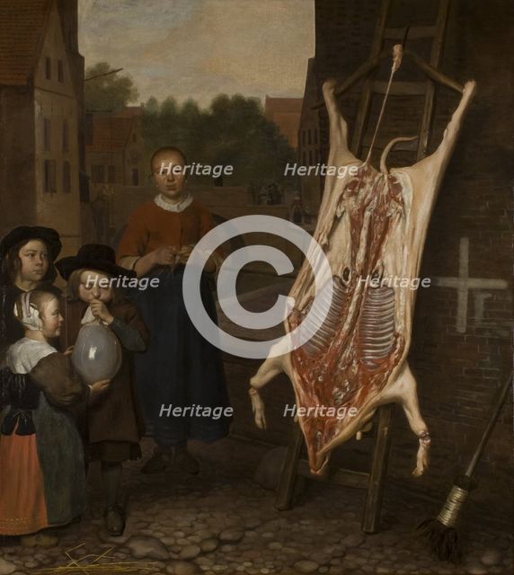 Slaughtered pig, 1670. Artist: Ten Oever, Oever (1639-1716)
