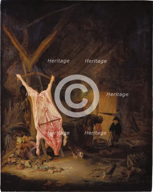 Slaughtered Pig in a Barn, 1643. Creator: Adriaen van Ostade.