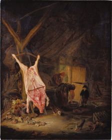 Slaughtered Pig in a Barn, 1643. Creator: Adriaen van Ostade