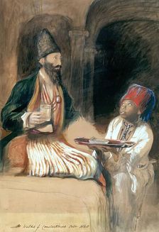 Slave bringing Sherbet to a Persian Prince (Halicoo Mirza), 1840. Creator: David Wilkie