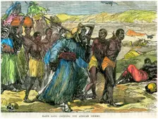 Slave gang crossing the African desert c1880