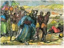 Slave gang crossing the African desert c1880