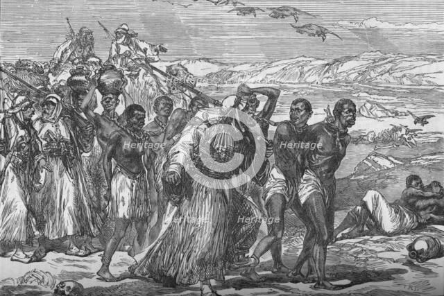 'Slave Gang Crossing The African Desert', c1881-85. Artist: Unknown.