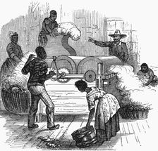 Slave labour on a cotton plantation in the southern states of America, 1860
