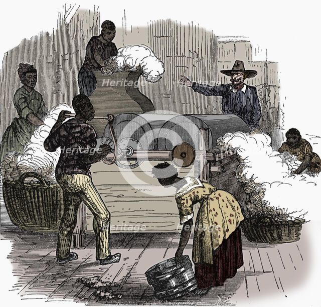 Slave labour on a cotton plantation in the southern states of America, 1860. Artist: Unknown.