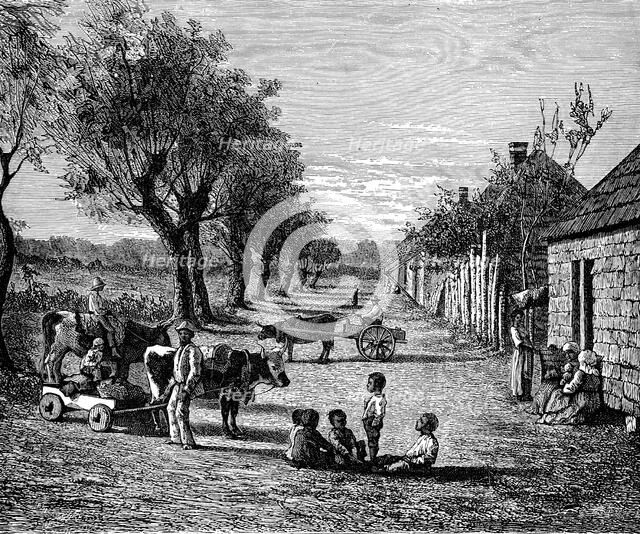 Slave quarters on a plantation in Georgia, USA. Artist: Unknown