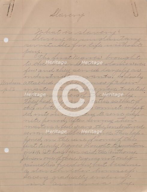 Slavery, 1940s. Creator: Melinda O. Smith.