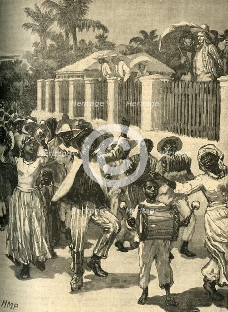 Slavery emancipation festival in Barbados, c1834 (c1890). Creator: Unknown.