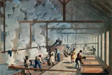 Slaves working in the boiling house, Antigua, 1823. Creator: William Clark