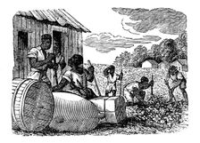 Slaves working on a tobacco plantation, 1833. Creator: Anon