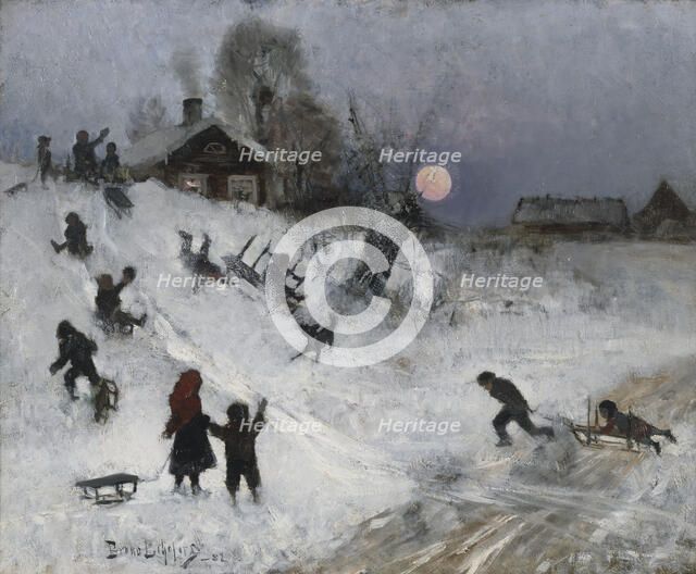 Sledging, 1882. Creator: Bruno Liljefors.
