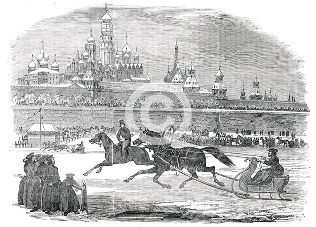 Sledging at Moscow [drawn by Manuel], 1850. Creator: Unknown.