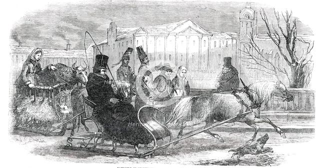 Sledging in Stockholm - from an original drawing, 1850. Creator: Unknown.