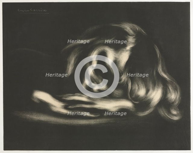 Sleep (Jean-René Carrière), from LAlbum destampes originales de la Galerie Vollard, 1897. Creator: Auguste Clot (French, 1858-1936); Eugène Carrière (French, 1849-1906); Ambroise Vollard.