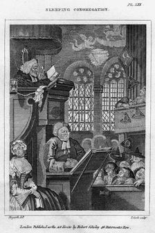 Sleeping Congregation 18th century.Artist: Thomas Clerk