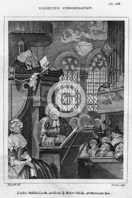 'Sleeping Congregation', 18th century.Artist: Thomas Clerk