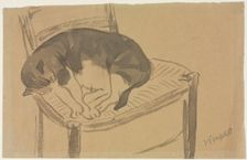 Sleeping Cat (recto) Torso of a Nude Woman (verso) , first third 1900s. Creator: Jane Poupelet (French, 1878-1932)
