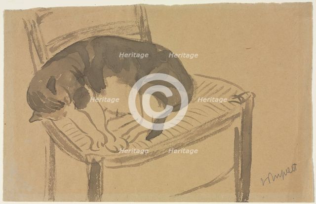 Sleeping Cat (recto) Torso of a Nude Woman (verso) , first third 1900s. Creator: Jane Poupelet (French, 1878-1932).