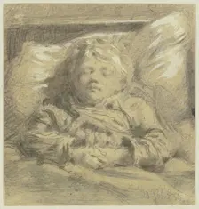 Sleeping child, 1853. Creator: Angilbert Gobel