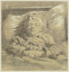 Sleeping child, 1853. Creator: Angilbert Gobel