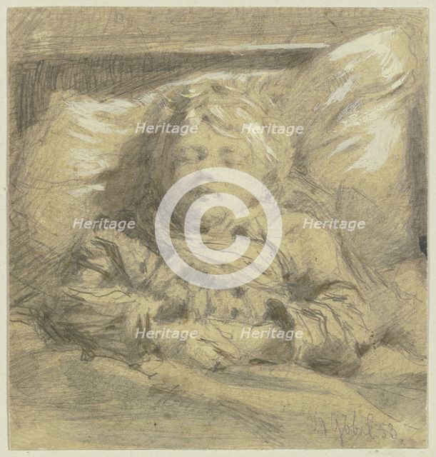 Sleeping child, 1853. Creator: Angilbert Gobel.