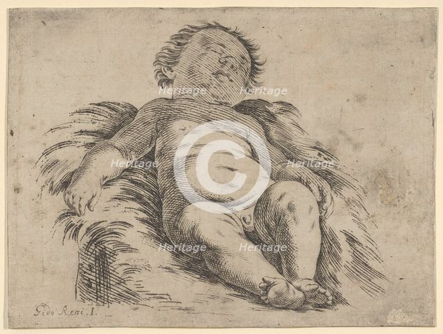 Sleeping child, partly in shadow, after Reni(?), 17th century. Creator: Anon.