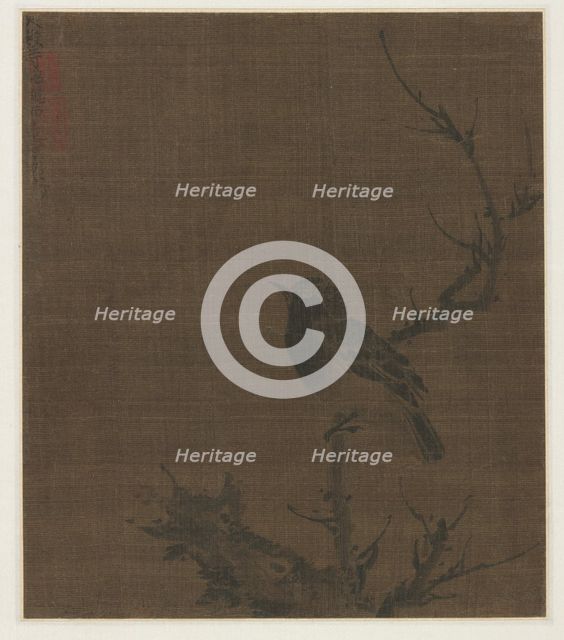 Sleeping Bird on a Prunus Branch, 1400s. Creator: Bian Wenjin (Chinese, about 1354-1428).