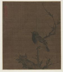 Sleeping Bird on a Prunus Branch, 1400s. Creator: Bian Wenjin (Chinese, about 1354-1428)