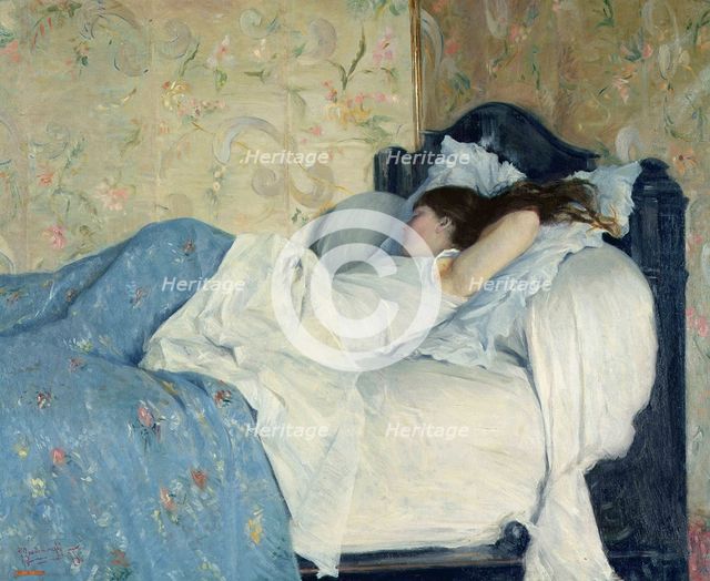 Sleeping Girl (In Bed), 1878. Creator: Zandomeneghi, Federico (1841-1917).