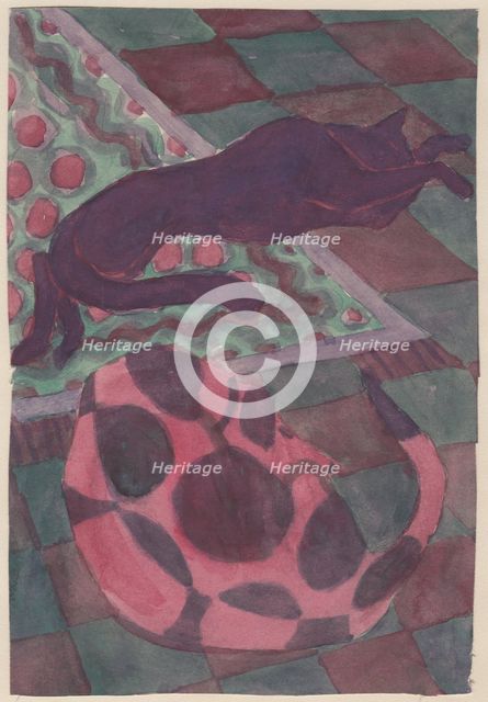 Sleeping dog and cat, c1951. Creator: Shirley Markham.