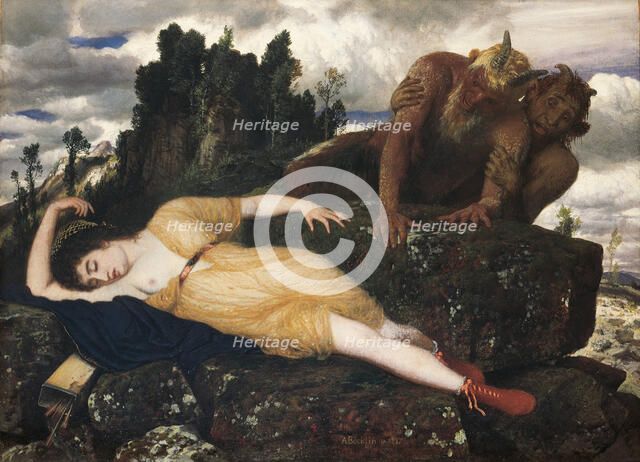 Sleeping Diana Watched by Two Fauns, 1877. Artist: Böcklin, Arnold (1827-1901)