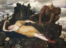 Sleeping Diana Watched by Two Fauns, 1877. Artist: Böcklin, Arnold (1827-1901)