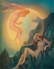 Sleeping Earth and Wakening Moon c1905. Artist: Mary Evelyn De Morgan
