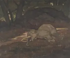 Sleeping Elephant, 1810-75. Creator: Antoine-Louis Barye