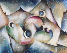 Sleeping Figures in a Nocturnal Mountain Landscape, 1917. Creator: Topp, Arnold (1887-1945)