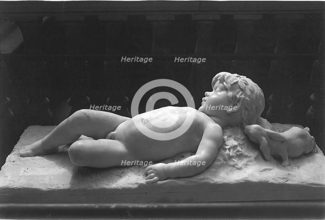 Sleeping Infant Faun Visited by an Inquisitive Rabbit, 1887/89. Creator: Edward Clark Potter.