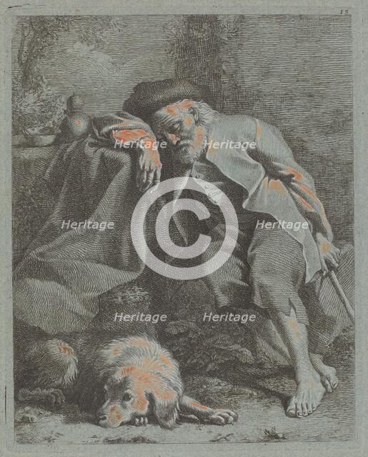Sleeping Old Man with Dog, 1759. Creator: Francesco Londonio.