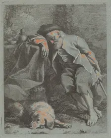 Sleeping Old Man with Dog, 1759. Creator: Francesco Londonio