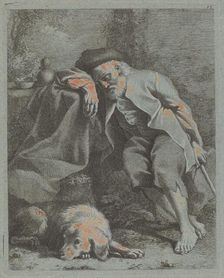 Sleeping Old Man with Dog, 1759. Creator: Francesco Londonio