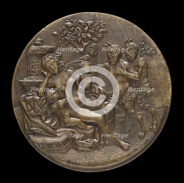 Sleeping Nymph and Two Satyrs [reverse], 1505 or after. Creator: Pseudo Antonio da Brescia.
