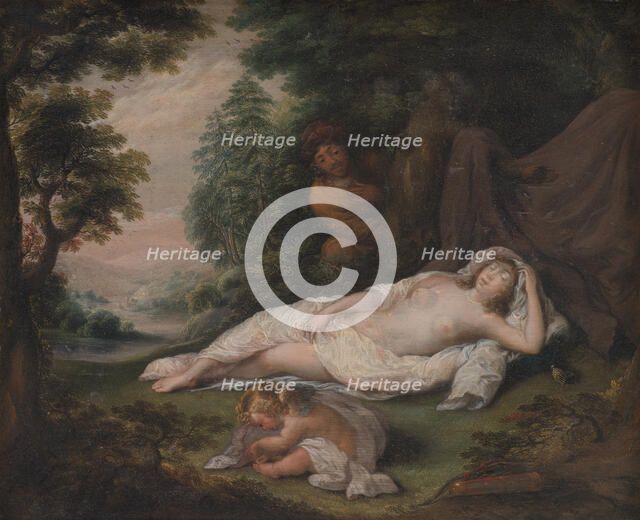 Sleeping Nymph Watched by a Man, 1649. Creator: Laurentius de Neter.