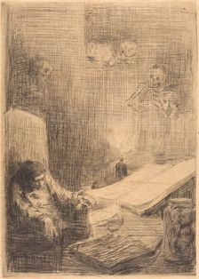 Sleeping Scholar (Le savant endormi). Creator: Alphonse Legros