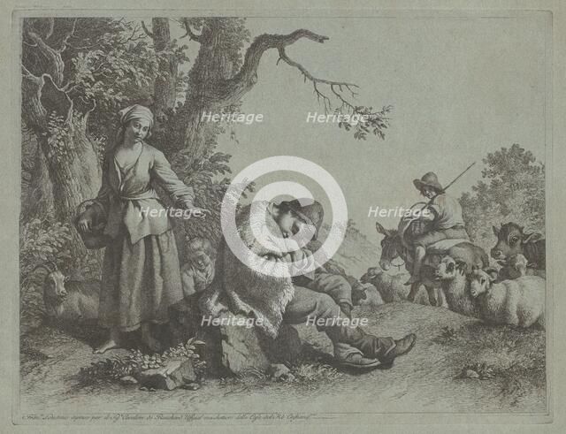 Sleeping Shepherd Boy and Woman with a Child, 1759/1782. Creator: Francesco Londonio.