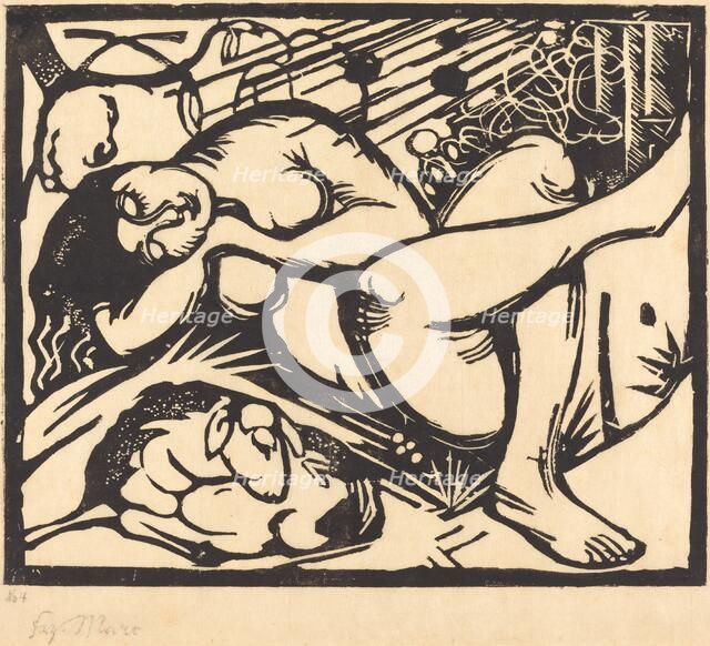 Sleeping Shepherdess (Schlafende Hirtin), 1912. Creator: Franz Marc.