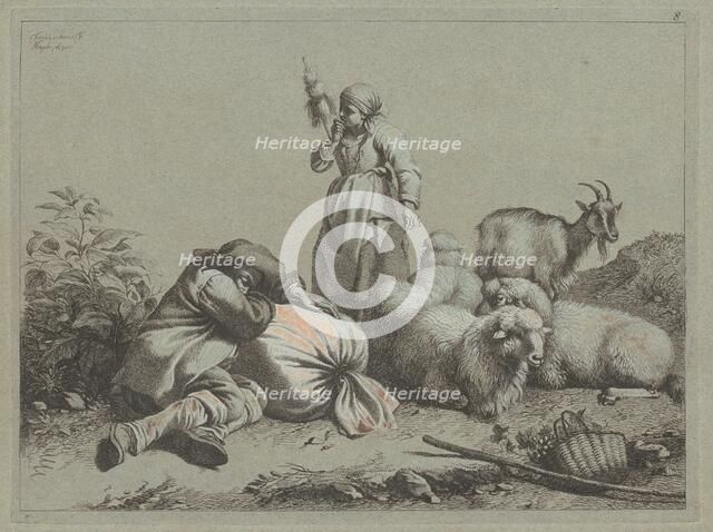 Sleeping Peasant and Standing Spinner, 1763. Creator: Francesco Londonio.