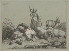 Sleeping Peasant and Standing Spinner, 1763. Creator: Francesco Londonio