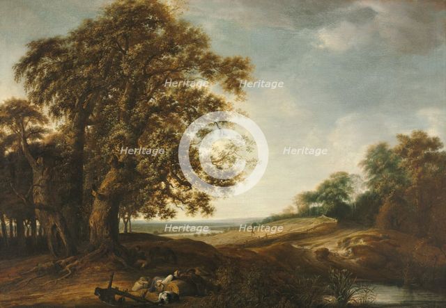 Sleeping Peasants near Fields (Parable of the Weeds), 1650-1653. Creator: Simon de Vlieger (Dutch, 1601-1653).