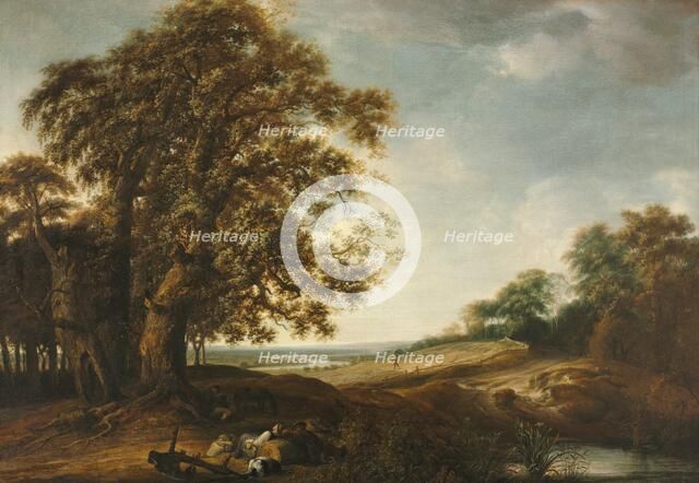 Sleeping Peasants near Fields (Parable of the Weeds), 1650-1653. Creator: Simon de Vlieger (Dutch, 1601-1653).