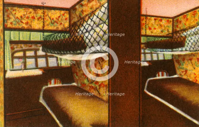 Sleeping quarters on board a zeppelin, 1932.  Creator: Unknown.